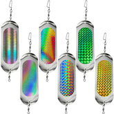 Six-inch fishing dodger flasher reflecting light underwater